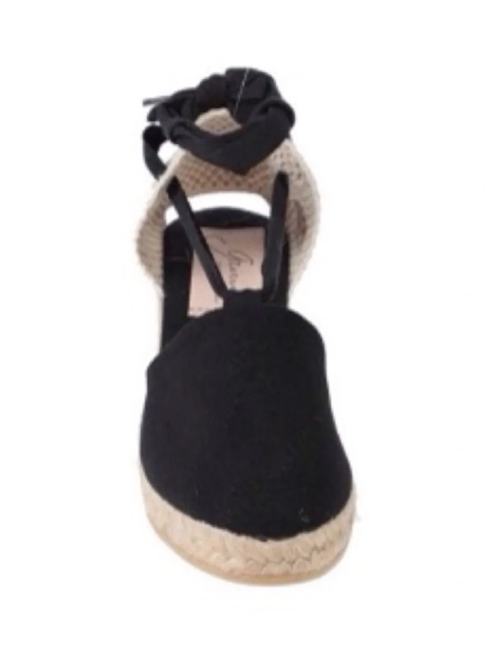 Gaimo Spain Closed Toe Women’s Black Espadrille Wedge Sandals with Ankle Wrap